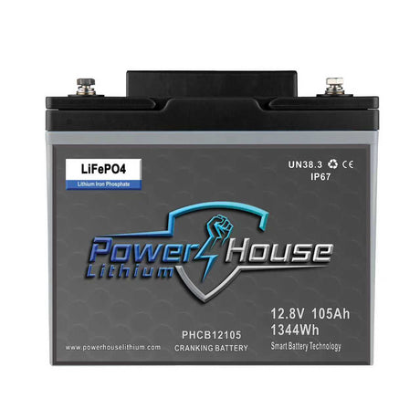 PowerHouse Lithium 12V 105Ah Cranking Battery with Emergency Start - Dual Purpose/ NMEA Connectivity
